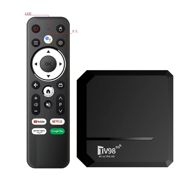 Android Set Top Box Manufacturer New Arrival Voice Control TV98BT Dual Wifi Android Tv Box Support BT