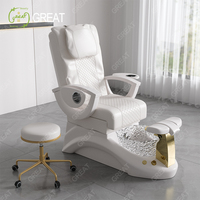 Équipement de salon de manucure en or blanc Offre Spéciale chaise de spa de massage des pieds chaise de pédicure électrique inclinable sans plomberie avec tabouret