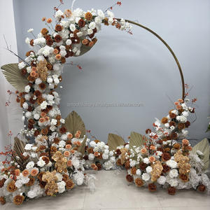 Suave lujo boda escenario decoración flor telón de fondo personalizado artificial blanco y marrón arreglo floral - Product Image 3