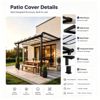 Auvent de balcon de toit en alliage d'aluminium avec toit en polycarbonate transparent rétractable anti-UV pour salon extérieur de luxe