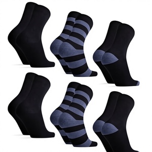 Best-Selling Winter Breathable Anti-Bacterial Striped Pattern Men's Business Crew <b>Socks</b> Large Size Cotton Blend - Product Image 2