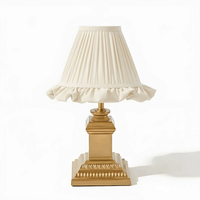 Lampe de table plissée vintage française, base en métal, rechargeable, lampe de bureau décorative pour chambre à coucher, salle à manger, bureau, hôtel, maison d'hôtes