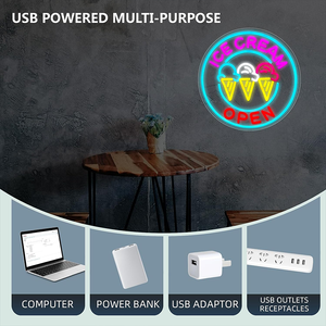Letrero Luminoso LED de Neón con Forma de Helado, Alimentado por USB, para Negocios, Restaurantes, Bares, Dormitorios de Niñas, Cafeterías y Heladerías - Product Image 5