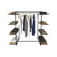 Présentoirs de Magasin de Vêtements : Gondoles Doubles en Fer pour Hommes et Aménagements Portables Modernes pour Boutiques de Vêtements