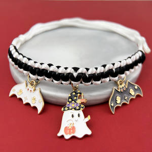 Transfronterizo para <span class=keywords><strong>Amazon</strong></span>, Collar para mascotas de Halloween, Collar de cuello de perro pequeño tejido a mano, cintas originales, decoraciones, colgante de gato, correa para perro - Product Image 3