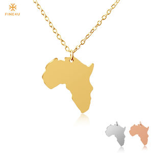 Collier Africain paslanmaz çelik takı kadınlar afrika altın kaplama ülke haritası afrika harita kolye - Product Image 1
