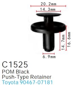 Retainer à poussoir Oshide 2024 C1525 pour Toyota 90467-07181, accessoire automobile, état neuf, attache et clip en plastique, vente en gros - Product Image 2