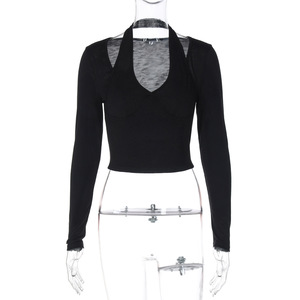 FS10912A nuovi vestiti <span class=keywords><strong>Streetwear</strong></span> da donna a manica lunga top tinta unita T Shirt - Product Image 6