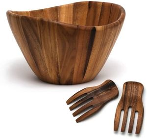 Salade en bois et bol à mélanger Dessert ustensile de cuisine bol à pâte pour servir une pièce en bois élégante - Product Image 5