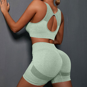 2023 Seamless 2 Pieces Yoga Outfit Fitness O <b>Back</b> Sports Bra and Shorts Set Active Wear Gym Fitness Clothing for Women - Product Image 6