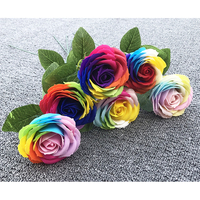 Vente en gros de bouquets parfumés pour la décoration de la maison de mariage fleurs immortelles 9pcs artificielles 7 couleurs rose géante arc-en-ciel fleur de savon