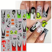 Pegatinas 3D Autoadhesivas para Uñas de Halloween con Diseño de Fantasmas, Calabazas, Calaveras y Telarañas