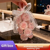 Sabun Tangan Kristal Mawar Transparan Padat Buatan Tangan dengan Minyak Kelapa Melembapkan dan Menyegarkan, Bentuk Rumbai Anggur, Set Kotak Hadiah