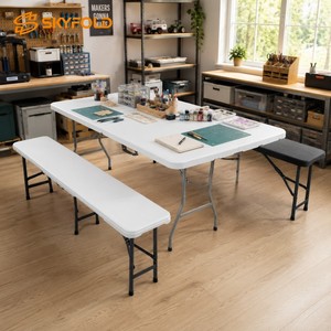 <span class=keywords><strong>Table</strong></span> pliante rectangulaire multifonctionnelle pour le camping en plein air, <span class=keywords><strong>table</strong></span> pliante de type <span class=keywords><strong>valise</strong></span>, <span class=keywords><strong>table</strong></span> pliante <span class=keywords><strong>pas</strong></span> chère - Product Image 2