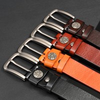Ceinture pour homme Titancore, en cuir véritable monocouche durable, finition huilée, boucle en alliage solide, longueur réglable 4 cm, formelle