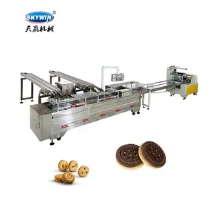 Cream And Chocolate 2 Color Filling Biscuit Sandwich Cookie Machine High Speed Sandwich