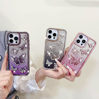 Galvanoplastie trois dimensions papillon perceuse étui de téléphone portable pour Iphone 16Pro Max 17 15 14 13 12 11 perceuse latérale transparente