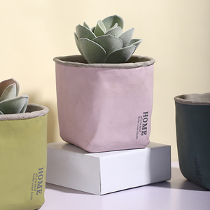 Fresco sacchetto di carta disegno di figura su misura logo <span class=keywords><strong>cemento</strong></span> giardino di casa decorazione ceramica mini succulente vaso di fiori per matrimoni - Product Image 3