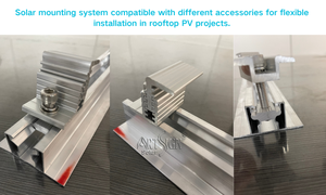 Mini Riel Solar de Aluminio para Sistema de Montaje de Paneles Solares en Techos Metálicos Trapezoidales, Anodizado, Precio de Fábrica | Aisinee - Product Image 2
