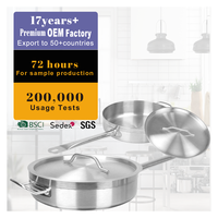 Offre Spéciale 30cm Corps court moderne Ustensiles de cuisine commerciaux Fond composite Poignée unique et oreille Casserole en acier inoxydable