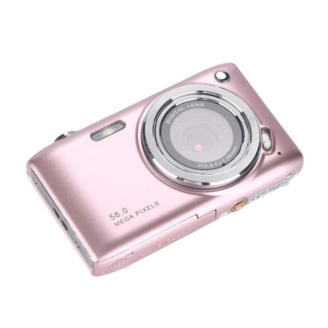 58MP Mini Compact Digital Camera Pink Portable Point and Shoot Camera HD Rechargeable Camera for Students Travel Photography