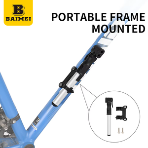 Pompe à air manuelle pour vélo BAIMEI en alliage d'aluminium haute pression, mini-pompe avec tuyau flexible ABS compatible avec les valves Presta et Schrader - Product Image 2