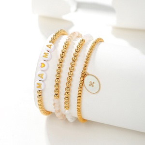 Braccialetto di perline in acciaio inossidabile con stile INS Design alfabeto in acciaio inossidabile che tiene <span class=keywords><strong>amore</strong></span> in <span class=keywords><strong>mano</strong></span> regalo di fascino bianco puro naturale - Product Image 1