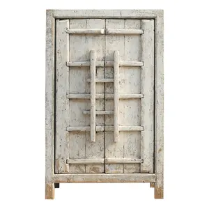 Оптовые продажи гардероб шкаф белый-Двухдверный античный потертый шикарный шкаф из переработанного дерева в китайском стиле/шкаф/шкафы