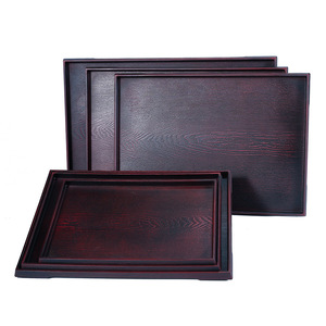 New Chinese style double-sword round non-slip <b>tray</b>, imitation mahogany Japanese <b>tray</b>, dessert, <b>tea</b>, sushi plate, sukiyaki, - Product Image 4