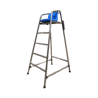 Chaise de sauveteur en acier inoxydable détachable, support de sauvetage portable pour bord de piscine avec siège moulé, échelle à 5 marches et pieds antidérapants