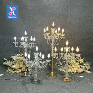 حامل شموع مغربي من الوعد ، شمعدان بستة رؤوس ، متوفر من الذهب و الفضة ، قطع مركزية لطاولة الزفاف - Product Image 1