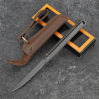 Couteau pliant à lame de scalpel 19,5 cm, fin, en acier inoxydable 3Cr, pointe tombante, qualité industrielle, couteau de camping, aspect titane