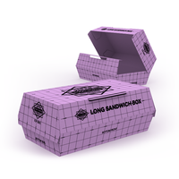 Boîte à emporter pour hamburger carrée, boîte d'emballage alimentaire en carton avec logo personnalisé