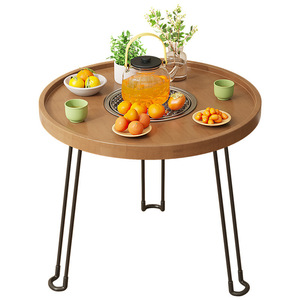 Simple coffee <b>table</b>, small <b>table</b>, sofa, balcony side <b>table</b>, living room, home use, small apartment, natural color, folding - Product Image 5