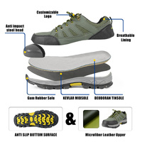 Chaussures de sécurité pour hommes vert armée 023, semelle Oxford, cuir spatial, embout en acier, bottes anti-perforation