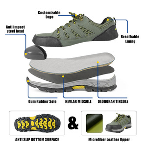 Zapatos de seguridad para el trabajo de hombre verde militar 023 Oxford Sole Space Leather Steel Toe Botas a prueba de perforaciones - Product Image 2