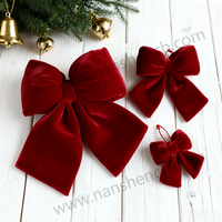 Élégant nœud de Noël en flanelle rouge, pendentif en forme de papillon, 14x12cm, style européen, décorations de mariage durables, arbre de Noël