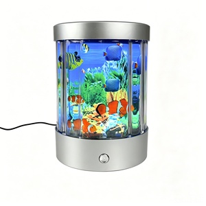 JSD360 °   Lampu Malam Akuarium Laut Berputar, Proyektor Tangki Ikan USB & Baterai Ganda, Dekorasi Kamar Tidur Anak Ikan Badut Lumba-lumba Merah Muda, Hadiah - Product Image 5