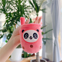 Porte-clés en peluche 3D personnalisé Boba Panda, mini pendentif de sac animalier de dessin animé, mignon, thé au lait, thé aux bulles, jouet en peluche doux