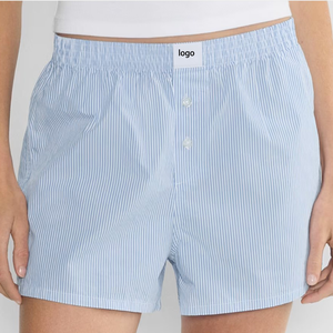 Pantaloncini Bermuda in cotone 100% da <span class=keywords><strong>donna</strong></span> <span class=keywords><strong>Boxer</strong></span> Casual a vita alta con tecnica ricamata traspirante e ampia vestibilità - Product Image 1
