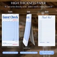 Pads de tickets de facture bleus de 6,75 x 3,5 pouces pour serveurs de restaurant