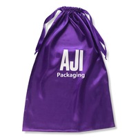 Pochette en satin de soie or violet avec cordon de serrage Logo personnalisé sac à poussière pour sac à main bijoux perruques emballage d'extensions de cheveux