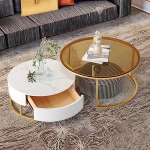 Contempo di lusso in metallo nidificante <span class=keywords><strong>tavolino</strong></span> in marmo Top convertibile moderno <span class=keywords><strong>tavolino</strong></span> per casa <span class=keywords><strong>sala</strong></span> da pranzo <span class=keywords><strong>sala</strong></span> esterna - Product Image 2