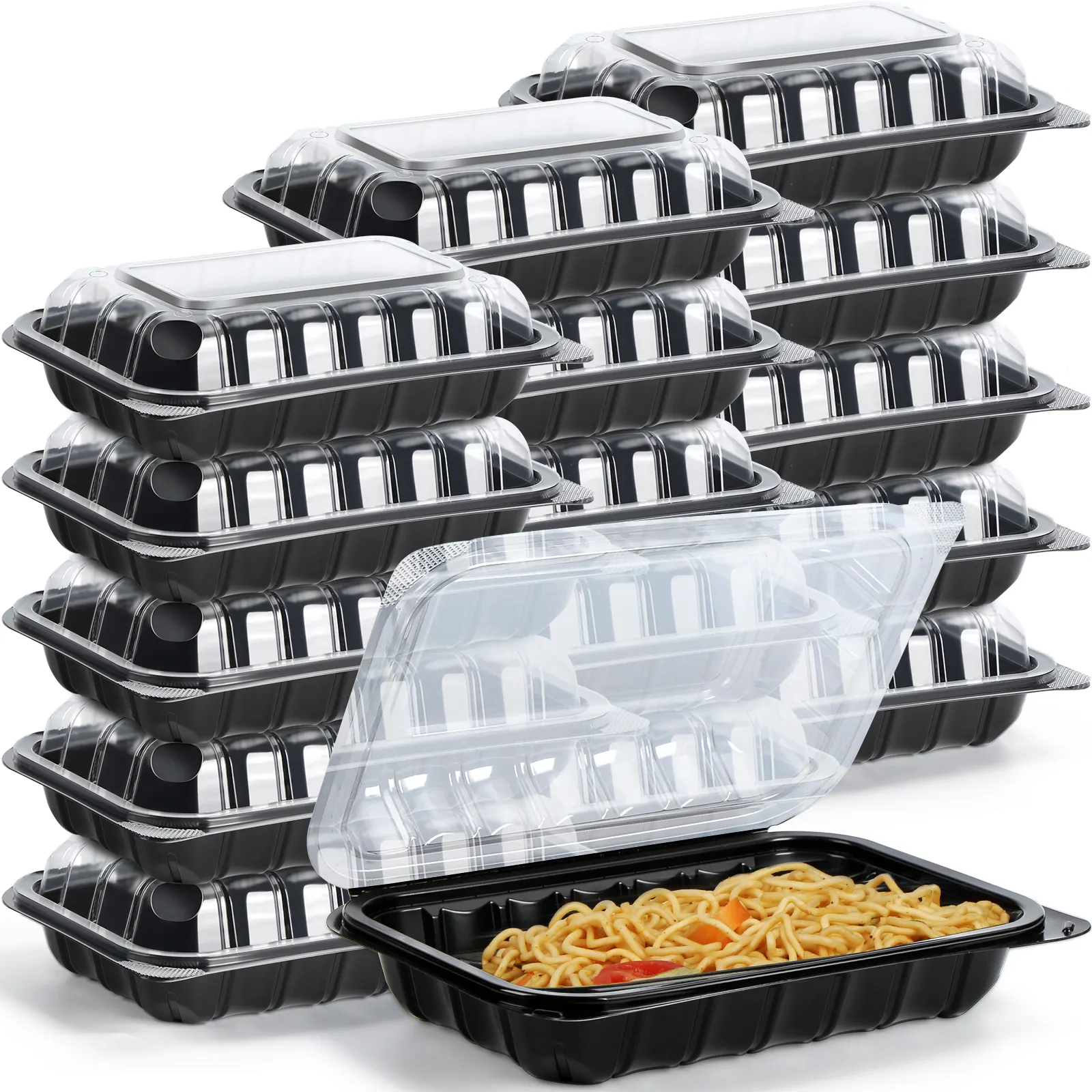Factory Price Anti Fog 9x6inch Freezer Safe Pp Plastic Catering Hinged Food Container With Lid Bento Lunch Box