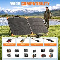 Panneau solaire portable pliable 200W, 25% d'efficacité élevée, cadre en aluminium, 4 connecteurs multi-usages, étanche IP65, pour camping-car et camping