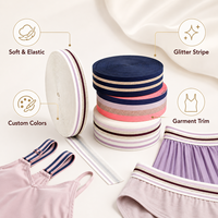 Bande élastique en nylon rayée personnalisée 40MM avec fil doré métallique, ruban élastique jacquard pour sous-vêtements, ceintures, poignets et couture de vêtements