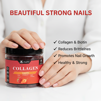 Collagène végétalien de qualité alimentaire en marque privée OEM, beauté de la peau et des ongles, 60 gommes au collagène à la saveur fraise