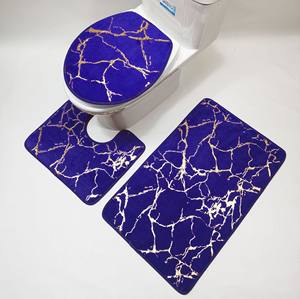 מסגרת חדר אמבטיה חוצה גבולות רצפה מחצלת טואלט שלוש חתיכה סט חם הטבעה pv קטיפה שטיח סט סט סט שיער ארוך - Product Image 2