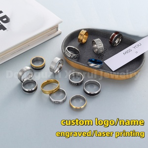 Anillos de Moda de Acero Inoxidable con Logotipo Grabado Personalizado para Hombre y Mujer, Anillo de Sello Redondo con Corazón, Anillo de Campeonato, Venta al por Mayor - Product Image 4