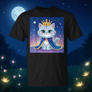 T-shirt Princess Cat Starry Night pour filles, look royal mignon de chaton - Product Image 3